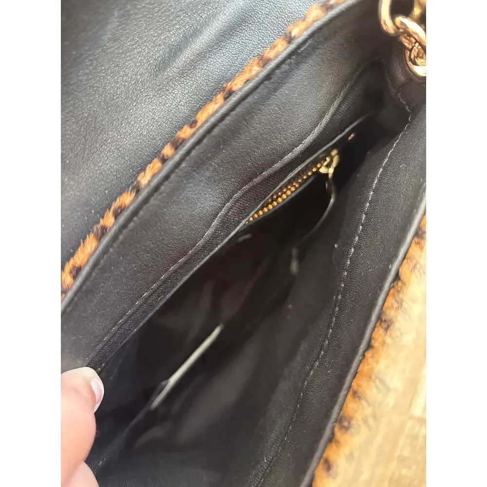 Ann Taylor Genuine Leather Cheetah Print Calf Hair Crossbody